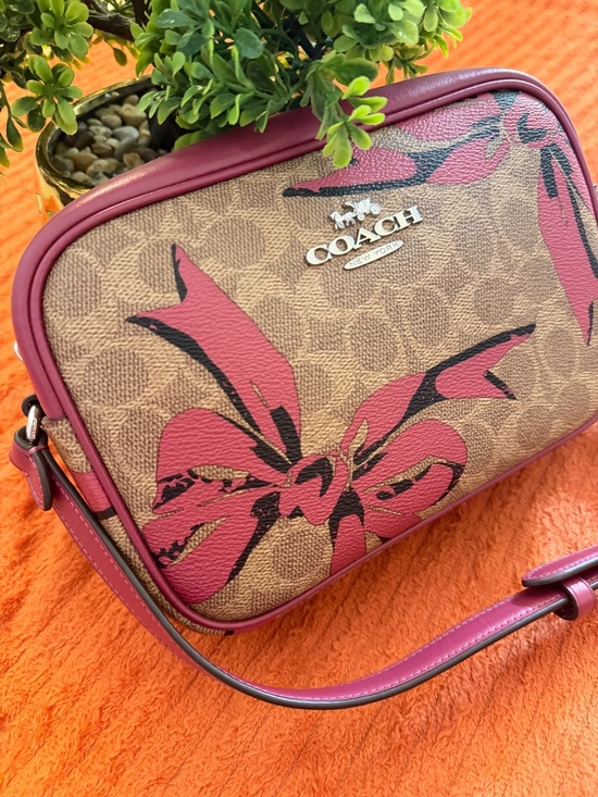 Coach Handbags - Coach Floral Pink and Tan Crossbody Bag